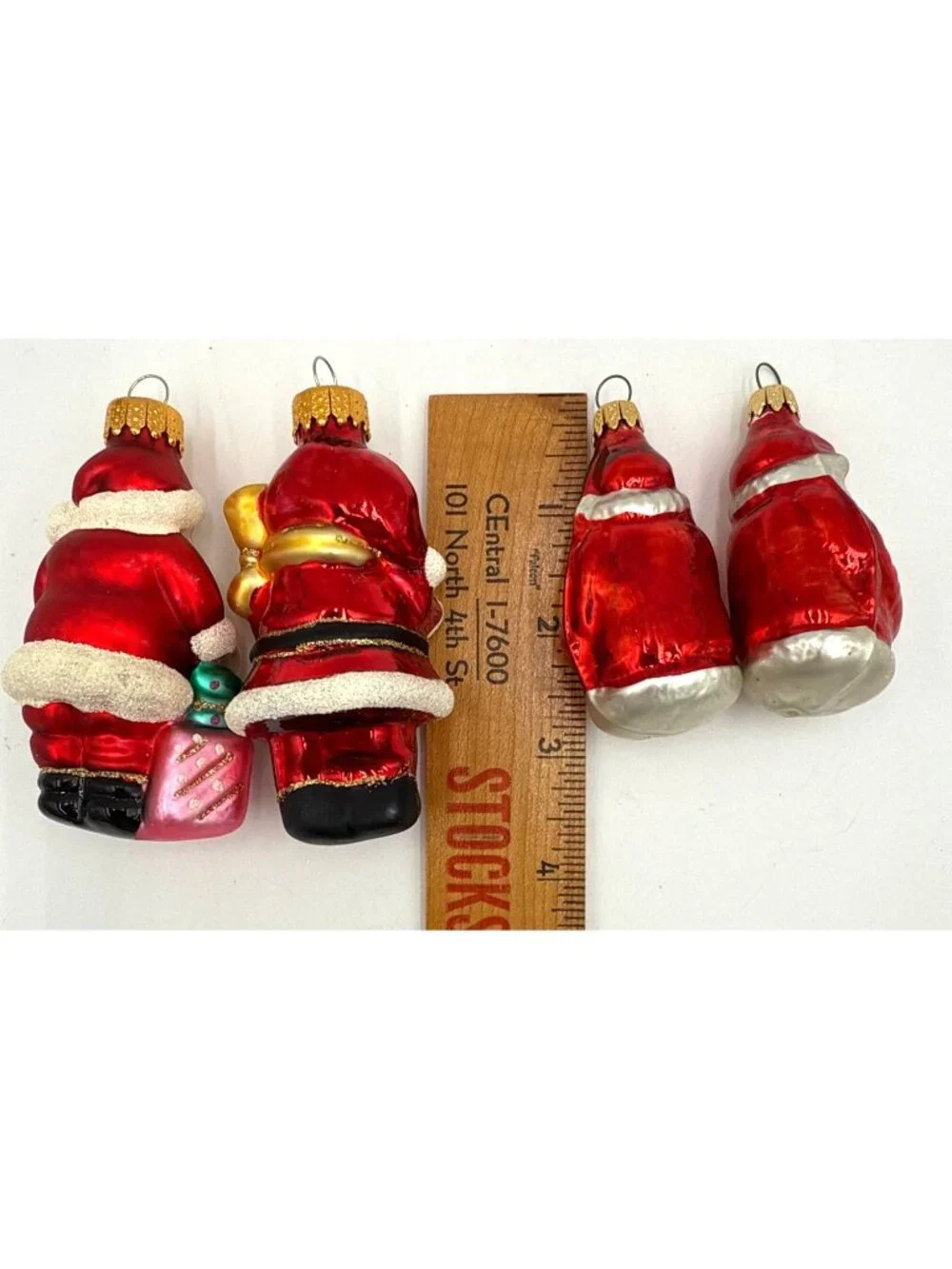 Hand-Painted Glass Santa Claus Christmas Ornaments Set Of 4 Retro Holiday